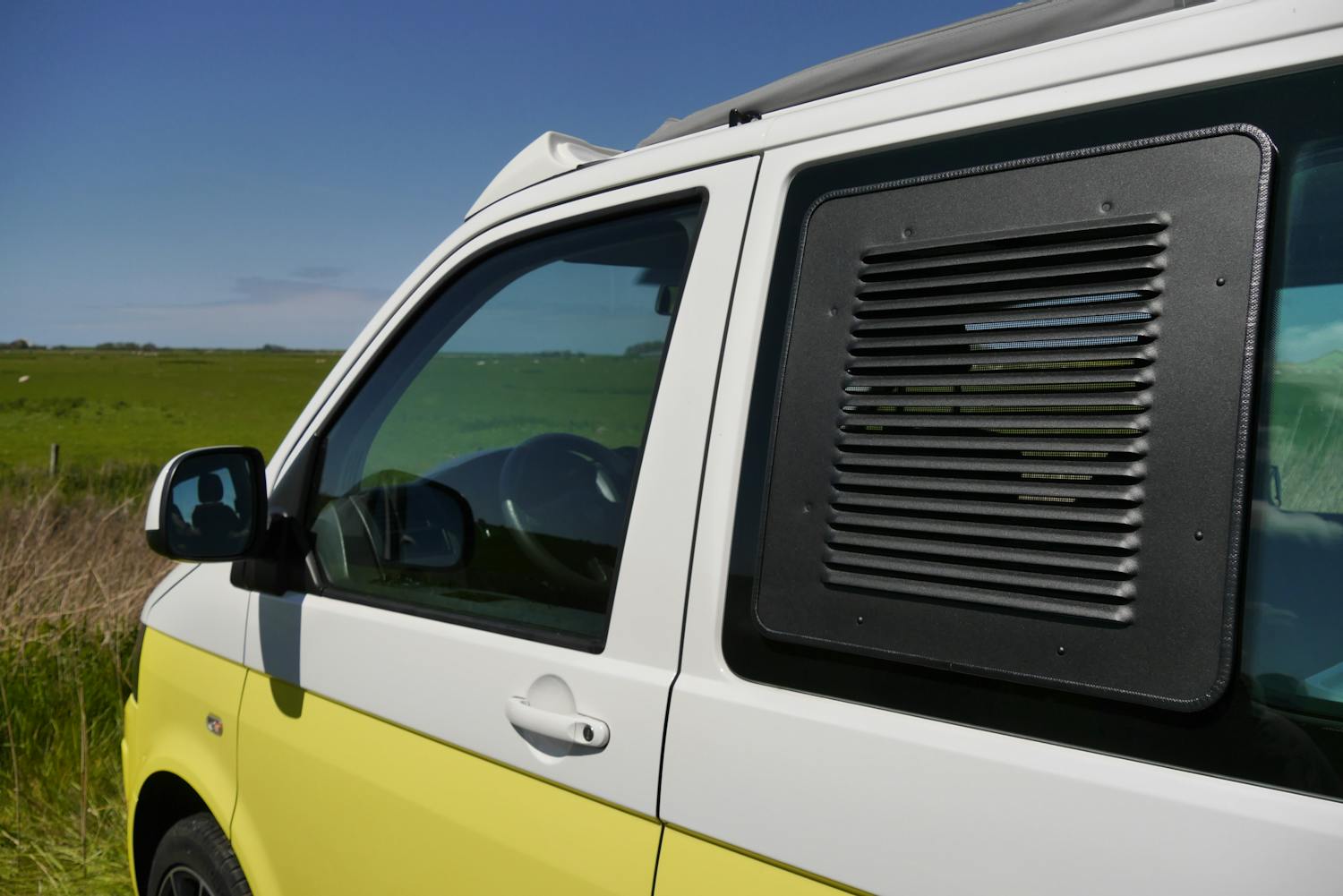 Airvent Lüftungsgitter Exclusiv für T6, T5 mit Original-VW-Schiebefenster - linke Seite (hinter Fahrersitz) - vollverzinkt