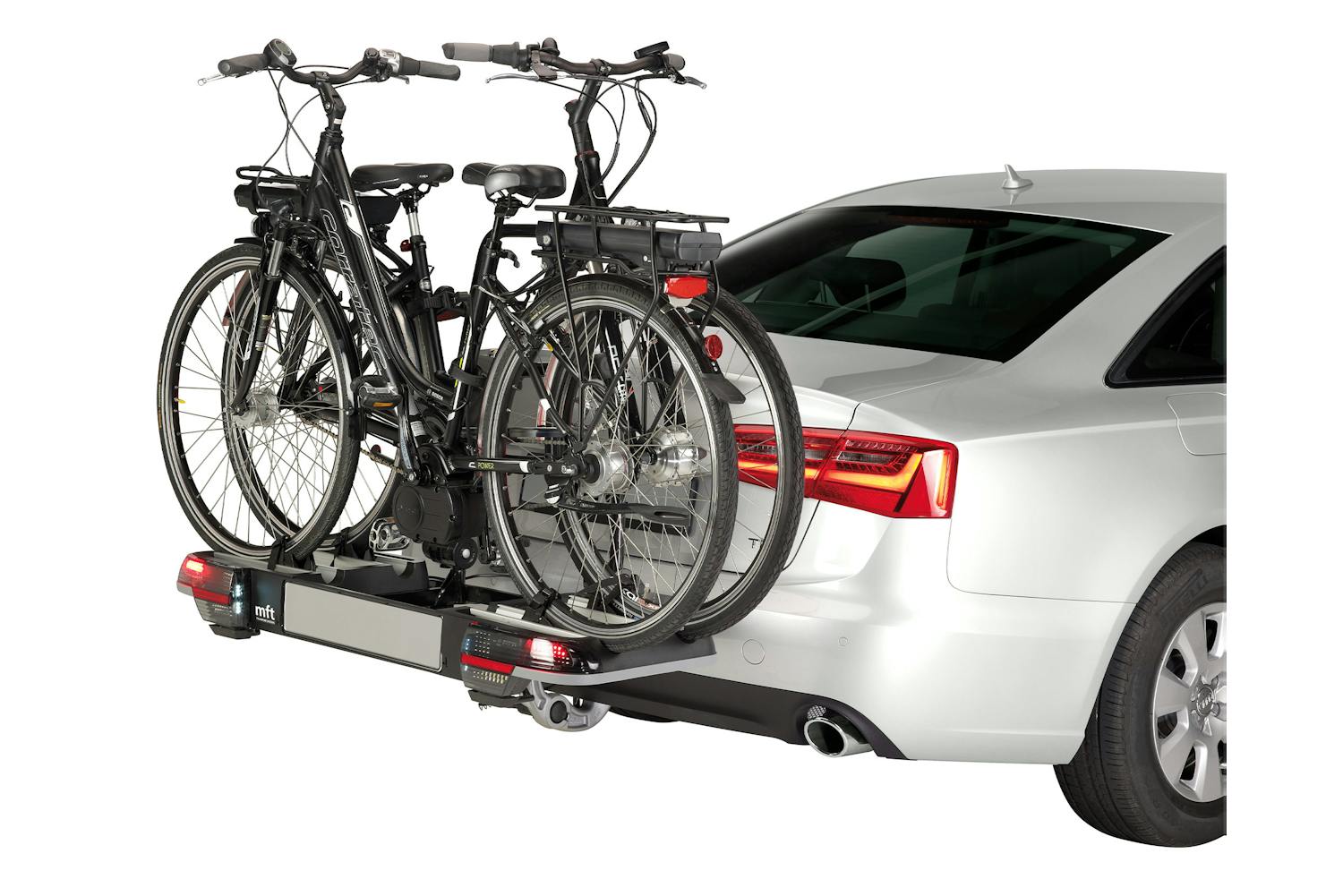 Ermöglicht die sichere Befestigung von bis zu zwei Fahrrädern am Auto oder VW-Bus..